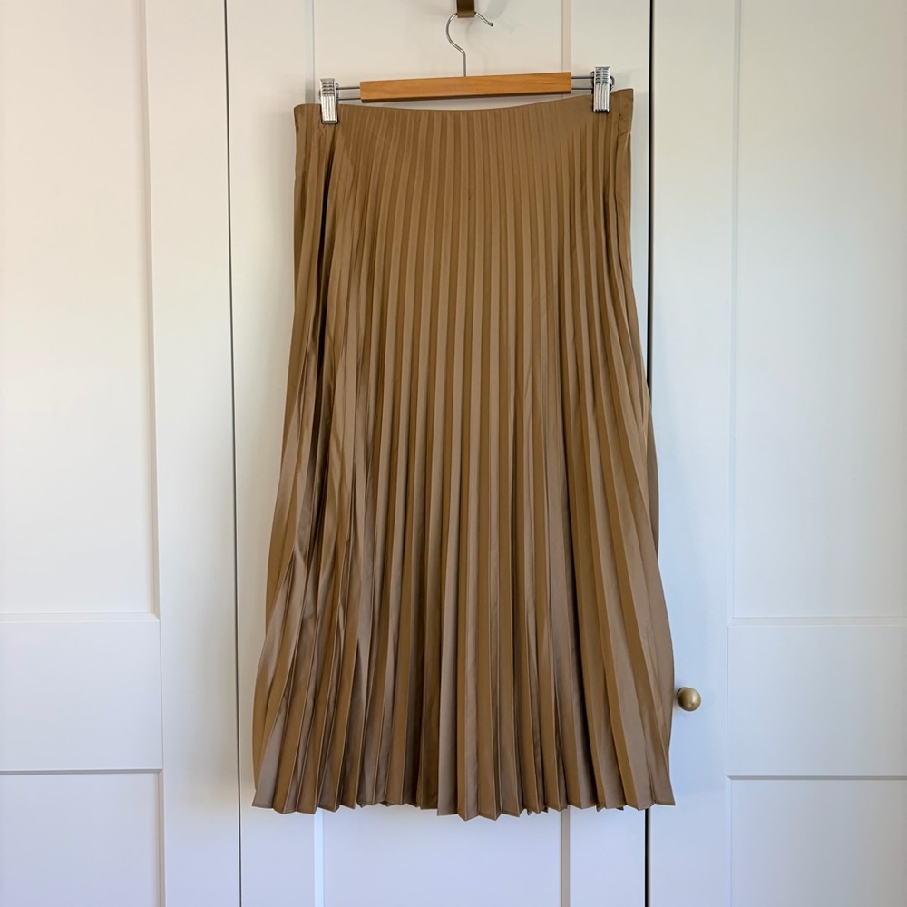 J. Crew Gwyneth A-Line Pleated Camel/Tan Skirt | S - Picture 3 of 6